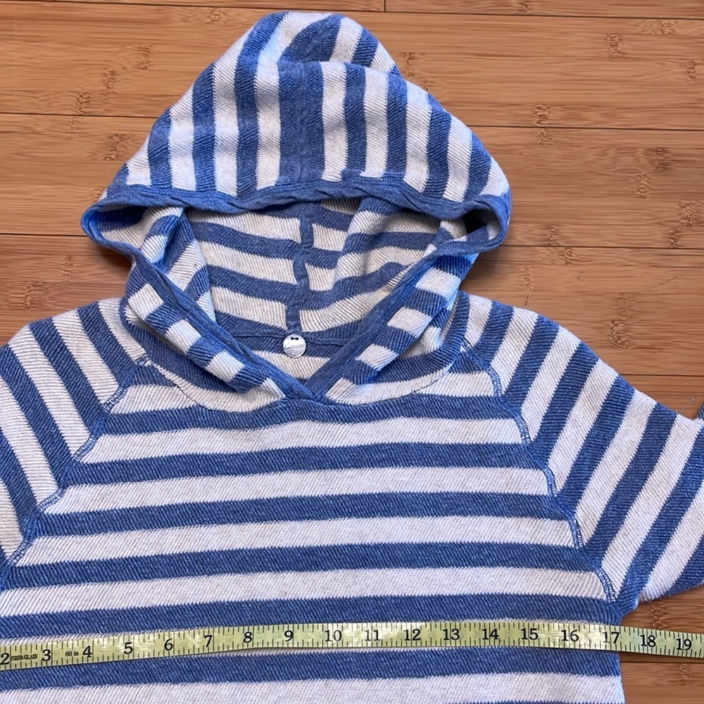 Margaret O’Leary Stripped Hoodie Size Small Thumb Holes Pocket Drawstring Bottom - Picture 11 of 12
